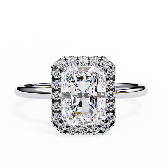 1.80 CT Radiant Cut IGI Certified Lab Created Daimond Halo Style Ring, Simple Wedding Ring, White Gold Lab Grown Diamond Ring For Women