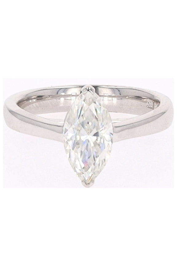 1.80 CTW DEW Marquise Moissanite Two Prong Solitaire Ring in Sterling Silver