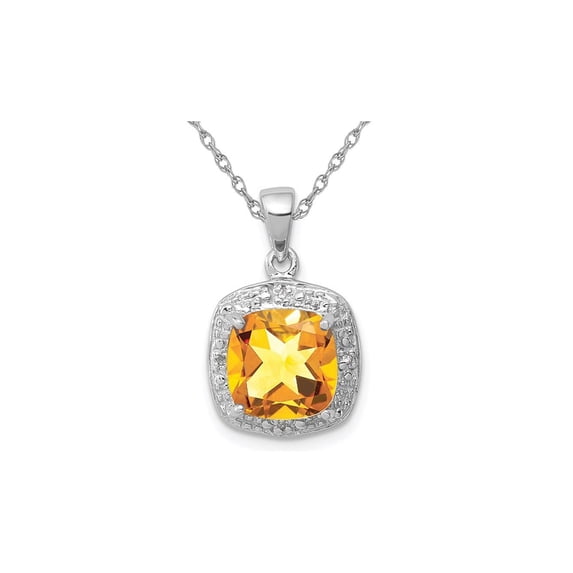 1.80 Carat (Ctw) Citrine Drop Halo Pendant Necklace in Sterling Silver with Chain for Women