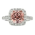 thumbnail image 1 of 1.80 Carat Cushion Cut Morganite And Diamond Moissanite Engagement Ring Halo Desgin With 18K White Gold Plating, Promise Ring, Anniversary Ring, 1 of 2