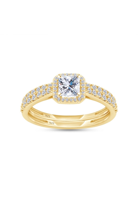 1.80CT Princess & Round Cubic Zirconia Bridal Ring Set for Women 14K Yellow Gold over Silver-7