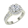 thumbnail image 1 of 1.80 Carat Total Weight Dual Row Wide Shank Halo Diamond Engagement Ring 18K White Gold (G,VS1), 1 of 6