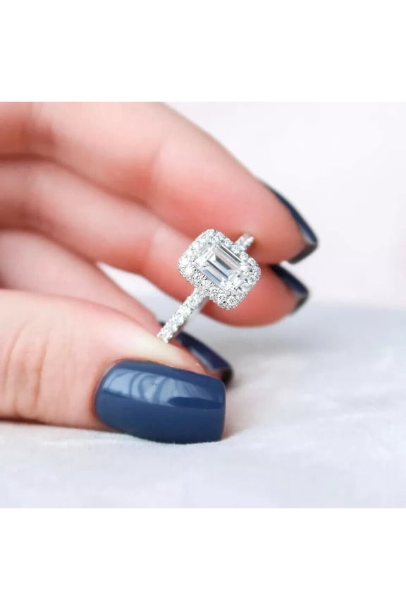 1.80 Ct Emerald Cut IGI Real Lab Grown Diamond Engagement Ring 14K White Gold Size -11
