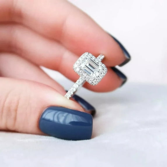 1.80 Ct Emerald Cut IGI Real Lab Grown Diamond Engagement Ring 14K White Gold Size -8