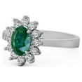thumbnail image 1 of 1.80 Ct Latest Floral Halo Oval Shape Natural Emerald Gemstone Diamond Ring for Engagement 14K White Gold Size 6, 1 of 7