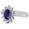 thumbnail image 1 of 1.80 Ct New Design Floral Halo Oval Shape Natural Blue Sapphire Diamond Engagement Ring for her 14K White Gold Size 10.5, 1 of 7