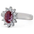 thumbnail image 1 of 1.80 Ct Oval Cut Genuine Red Ruby Diamond Beautiful Floral Halo Engagement Ring for her 14K White Gold Size 6, 1 of 7