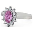 thumbnail image 1 of 1.80 Ct Oval Shape Stunning Floral Halo Pink Sapphire Real Diamond Wedding Ring for Women 14K White Gold Size 7.5, 1 of 7
