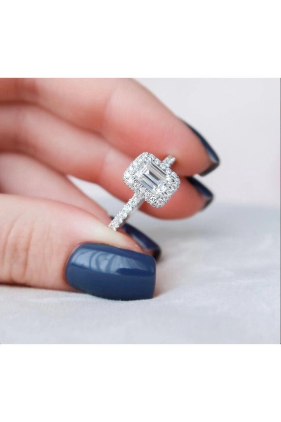 1.80 TC Emerald Lab Craeted Diamond 14K Gold Plated Wedding Ring