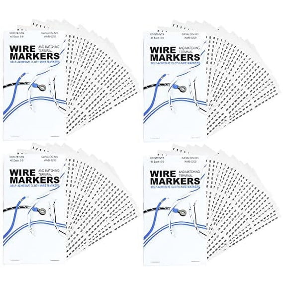 1,800 Piece Wire Marker Labels - Includes Numbers 0 Through 9, Self-Adhesive Cloth Markers, Made in USA
