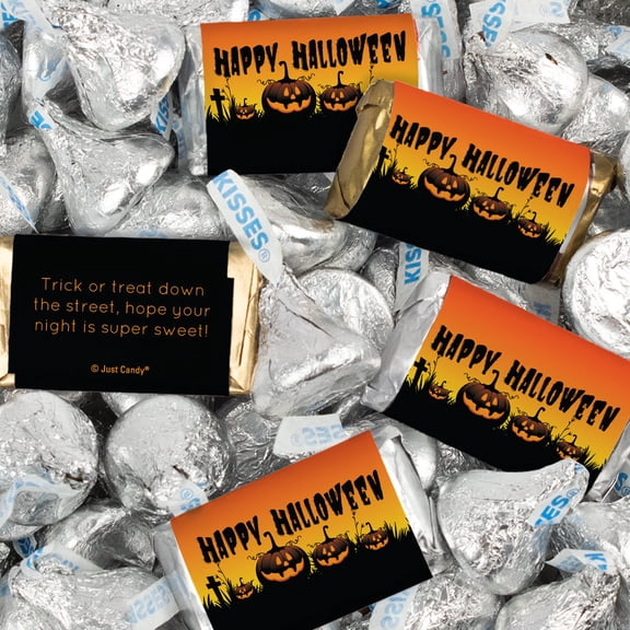 1,805 Pcs Halloween Candy Party Favors Hershey's Miniatures & Kisses by Just Candy (23.75 lbs) - Pumpkins