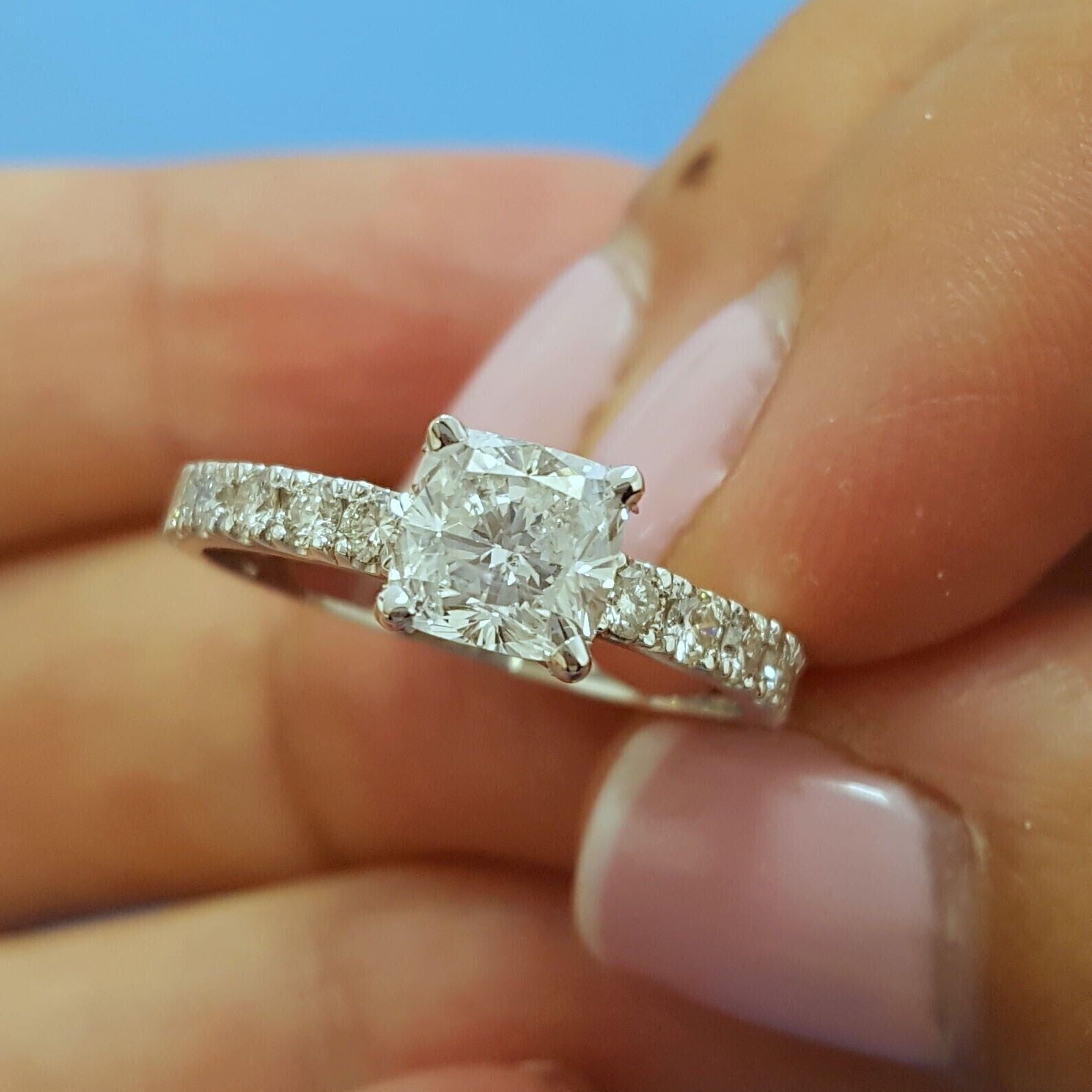 1.80Ct Cushion Lab Created Diamond (VS1/D) 14k White Gold Solitaire Ring for Women Gifts/Engagement