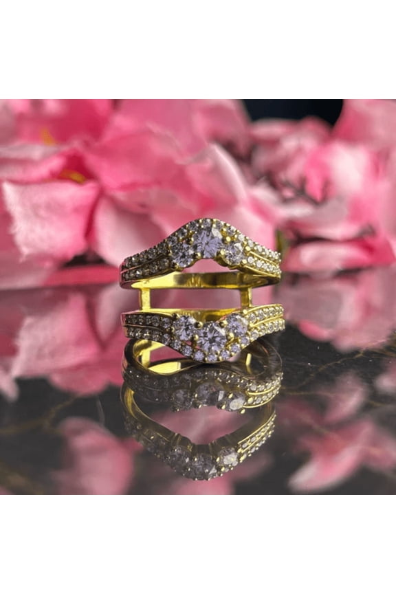 1.80Ct. Round Cut Diamond Ring Enhancer- Double Curved Wedding Band Stacking Matching Rings For Women Handmade Jewelry
