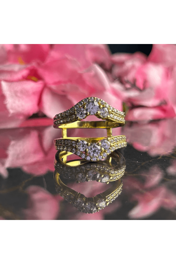 1.80Ct. Round Cut Diamond Ring Enhancer- Double Curved Wedding Band Stacking Matching Rings For Women Handmade Jewelry