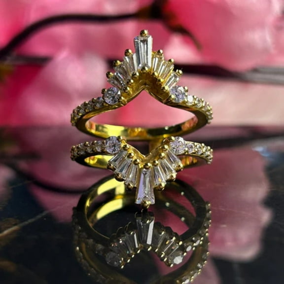 1.80Ct. Vintage Baguette Cut Diamond Ring Enhance - Engagement Wedding Ring Guard- 925 Sterling Silver