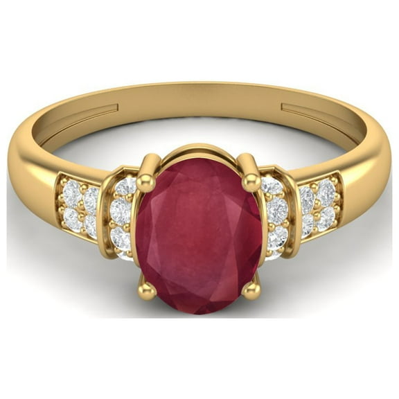 1.81 Ct Oval Ruby Glass Filled 925 Sterling Silver Gold Vermeil Valentines Day Gifts Ring Dainty Side Stone Valentines Day Gifts Ring