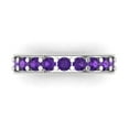 thumbnail image 1 of 0.81 ctw Wedding Band for Women - 14K White Gold Natural Amethyst Stackable Eternity Ring, 1 of 6