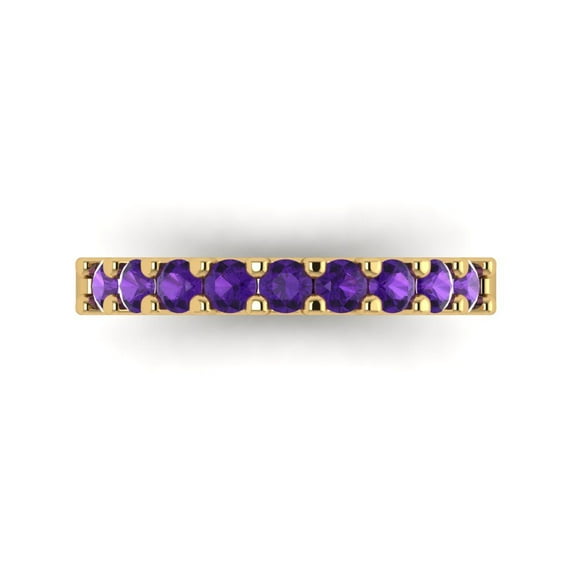 0.63 ctw Wedding Band for Women - 18K Yellow Gold Natural Amethyst Stackable Eternity Ring