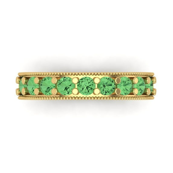 1.81 ct Brilliant Round Cut Simulated Green Diamond 18K Yellow Gold Band SZ 5.75