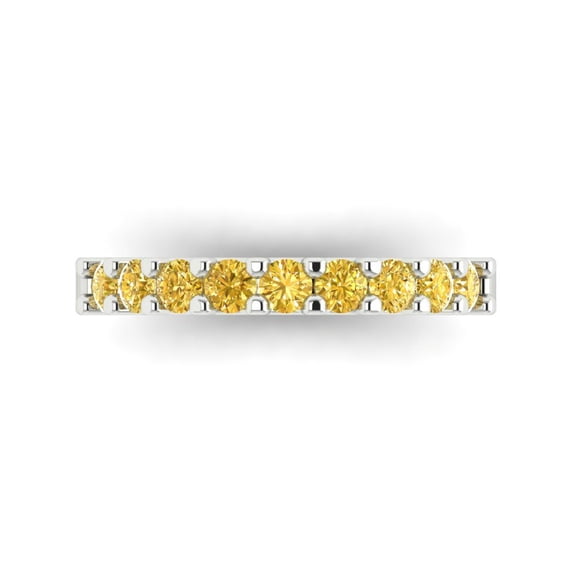 0.63 ctw Wedding Band for Women - 14K White Gold Simulated Yellow Diamond Stackable Eternity Ring