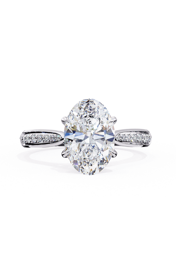 1.82 Carat Oval IGI Certified Lab Created Diamond Pave Set With 10k Gold Engagement Ring, Unique Oval Cut wedding Propose Ring For Her