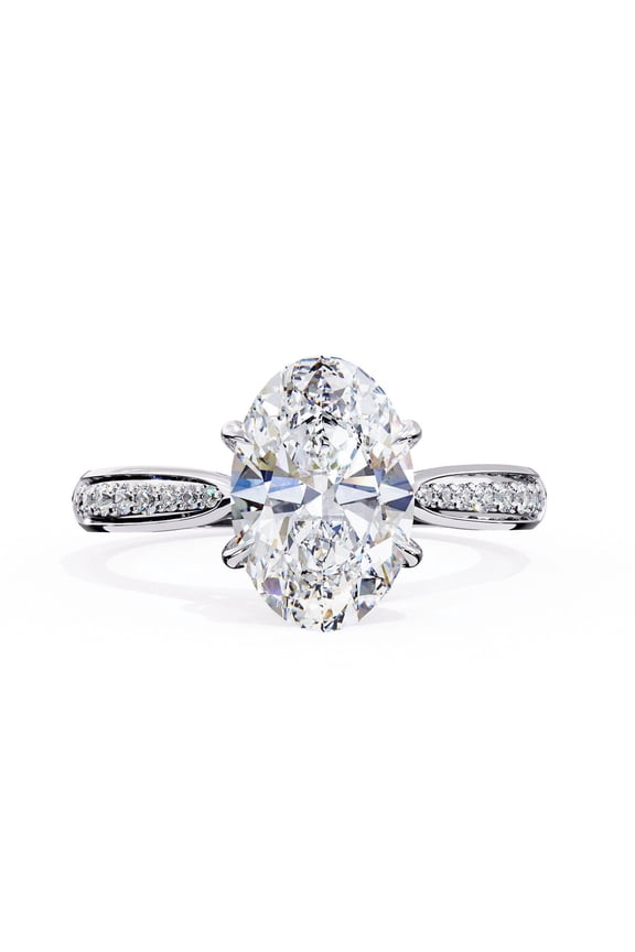 1.82 Carat Oval IGI Certified Lab Created Diamond Pave Set With 10k Gold Engagement Ring, Unique Oval Cut wedding Propose Ring For Her
