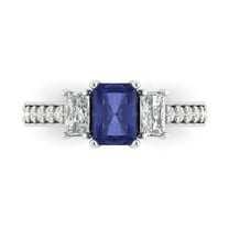 Three-Stone Engagement Ring for Women - 1.88ct Simulated Tanzanite in 18K White Gold Promise Ring