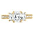 thumbnail image 1 of 1.82 ct Emerald Cut Genuine Cultured Diamond SI1-SI2 G-H 14K Yellow Gold Three-Stone Promise Wedding Statement Engagement Designer Ring W/ Crystal side stones size 7, 1 of 7