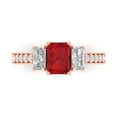 thumbnail image 1 of 1.88 ct Emerald Cut Simulated Ruby Three-Stone Engagement Ring for Women in 18K Rose Gold, 1 of 5