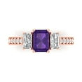thumbnail image 1 of Three-Stone Engagement Ring for Women - 1.88ct Natural Amethyst in 14K Rose Gold Promise Ring, 1 of 8