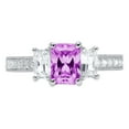 thumbnail image 1 of 1.88 ct Emerald Cut Simulated Alexandrite 3 Stone 18K White Gold Womens Engagement Ring, 1 of 4