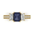 thumbnail image 1 of 1.88 ct Emerald Cut Simulated Blue Sapphire 3 Stone 14K Yellow Gold Womens Engagement Ring, 1 of 5