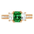 thumbnail image 1 of 1.88 ct Emerald Cut Simulated Emerald 3 Stone 14K Rose Gold Womens Engagement Ring, 1 of 3