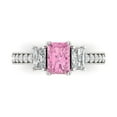 thumbnail image 1 of 1.88 ctw 3 Stone Anniversary Ring for Women | Emerald Cut Simulated Pink Diamond | Hyperallergenic Solid 18K White Gold, 1 of 5
