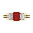 thumbnail image 1 of 1.88 ctw 3 Stone Anniversary Ring for Women | Emerald Cut Simulated Ruby | Hyperallergenic Solid 18K Yellow Gold, 1 of 5