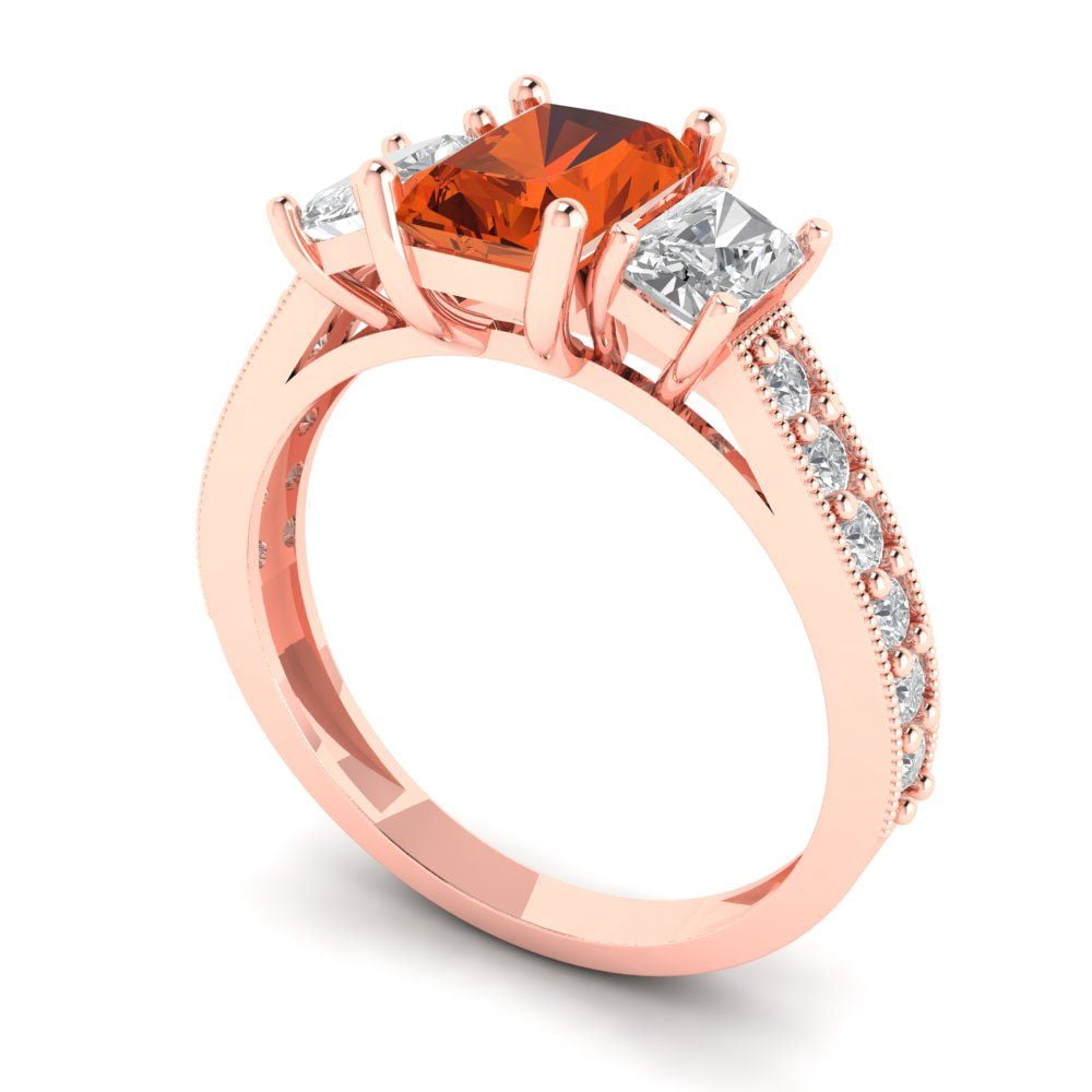 14K Rose Gold Morganite & Diamond 3-Stone Engagement Ring - Vintage Bridal Style, Size 7 - View #13