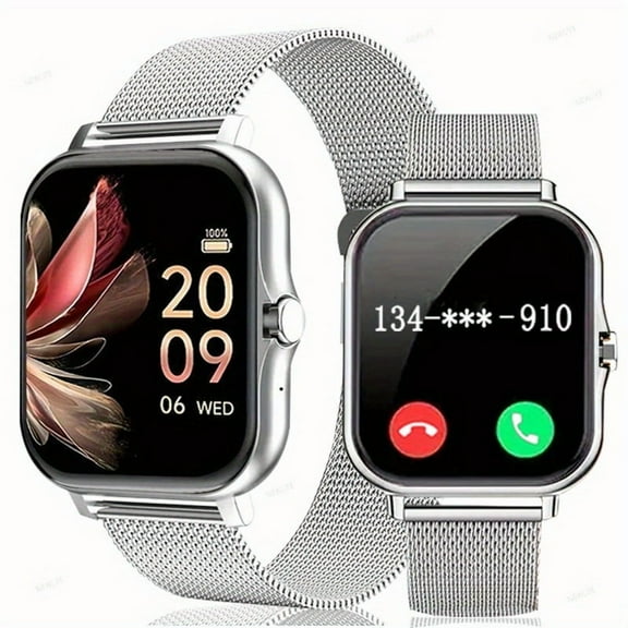 1.83" Full Touch Smart Watch (Unisex) - Wireless Calls/Message Alerts, 240P Resolution, USB Rechargeable, Free Stainless Steel Strap, Android/iPhone Compatible