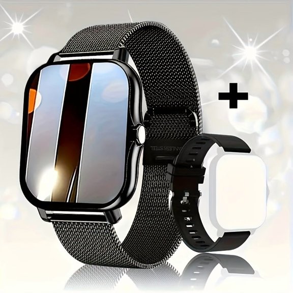 1.83" Full Touch Smartwatch: Wireless Calls, Sedentary Reminder, Multi-Sport Modes, Music Control, Compatible with Android/iPhone, Dual Strap Gift for Men & Women
