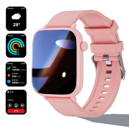 1.83" HD Smartwatch – Wireless Calling/Dialing, Music Control, Multi-Sport Modes, Activity Tracker, Compatible with iOS Android, Unisex Gift for Men & Women(PINK)