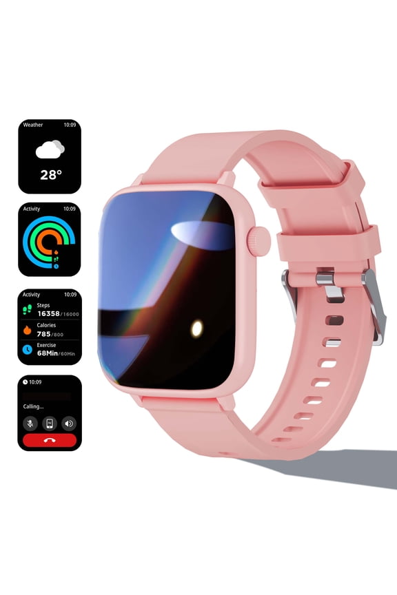 1.83" HD Smartwatch  Wireless Calling/Dialing, Music Control, Multi-Sport Modes, Activity Tracker, Compatible with iOS Android, Unisex Gift for Men & Women(PINK)