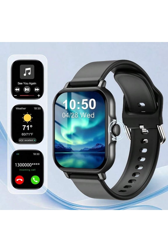 1.83-Inch Smart Calling Watch, Alloy Frame, Multi Exercise Modes, Step & Calorie Counter, Wireless, Weather Forecast, Universal for Students & All Scenarios