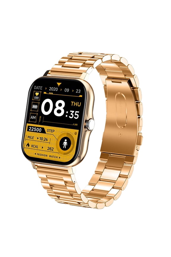 1.83 Inch Smart Watch with Fitness Heart Rate Sleep Tracking Touchscreen Pedometer Step Counter for Men Women Metal Strap Rose Gold