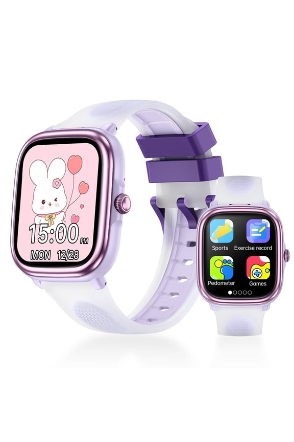 1.83''Kids Smart Watch Standalone Version Built-in Game, Storybooks, Word Learning, Calculator, Pedometer Activity Tracker for Boys and Girls Purple