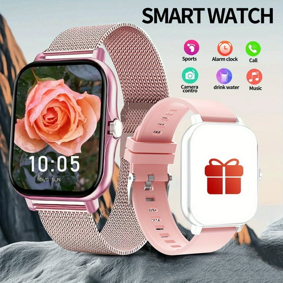 1.83" Smartwatch with Wireless Calling | Multi-Sport Modes, Remote Camera | Metal Body, Silicone+Stainless Strap | Android/iPhone Compatible | Perfect Gift
