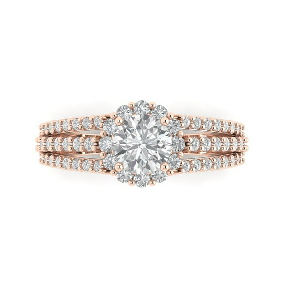 Halo Engagement Ring for Women - 1.83ct Moissanite in 14K Rose Gold Promise Ring
