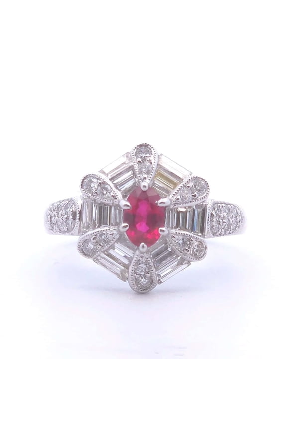1.84ct Round Ruby Ring in 18k WG