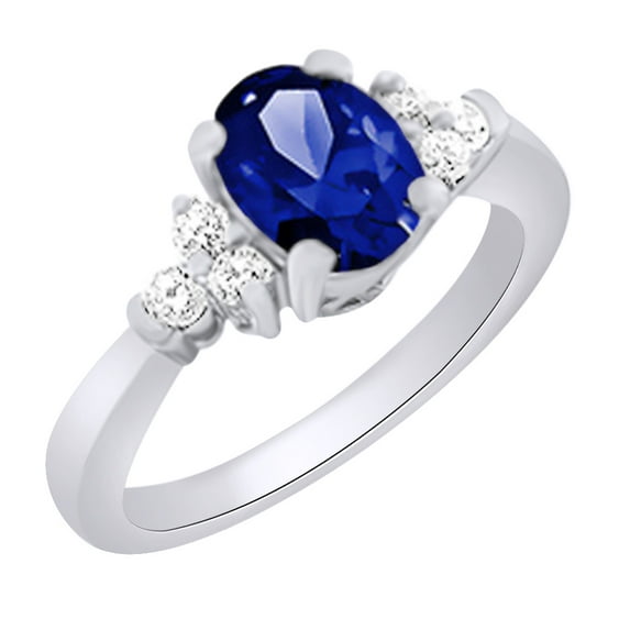 AFFY (1.84ct) Simulated Blue Tanzanite & White Diamond Engagement Ring In 14k Solid Gold With Ring Size 9