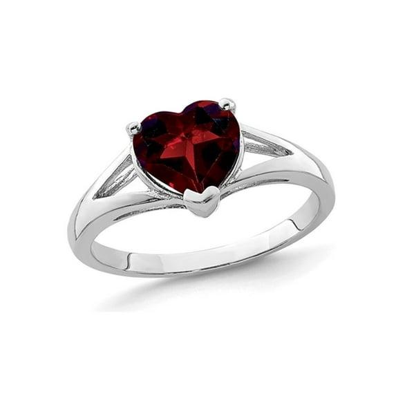 Gem & Harmony 1.85 Carat (Ctw) Garnet Heart Ring in Sterling Silver for Women