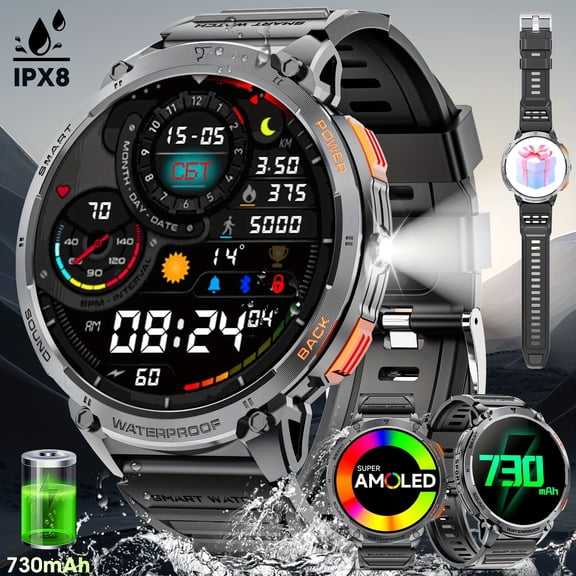 1.85" HD Smartwatch, Wireless Call & Message Alert, Step & Calorie Counter, Fitness Tracker, Compatible with Android & iPhone