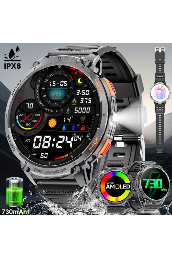 1.85" HD Smartwatch, Wireless Call & Message Alert, Step & Calorie Counter, Fitness Tracker, Compatible with Android & iPhone